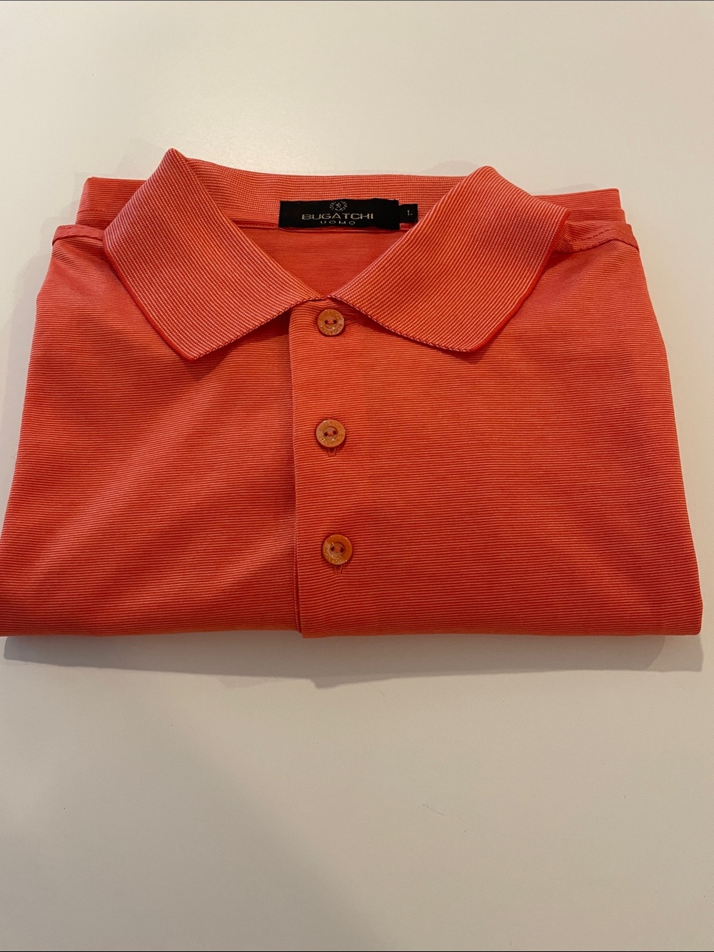 BUGATCHI UOMO orange Egyptian cotton polo shirt size L